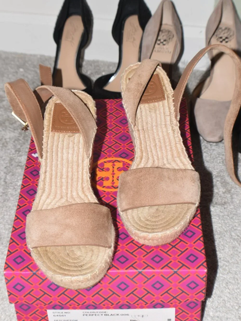 Tory Burch Women's Laurel Tan Leather Suede Espadrille Wedge
